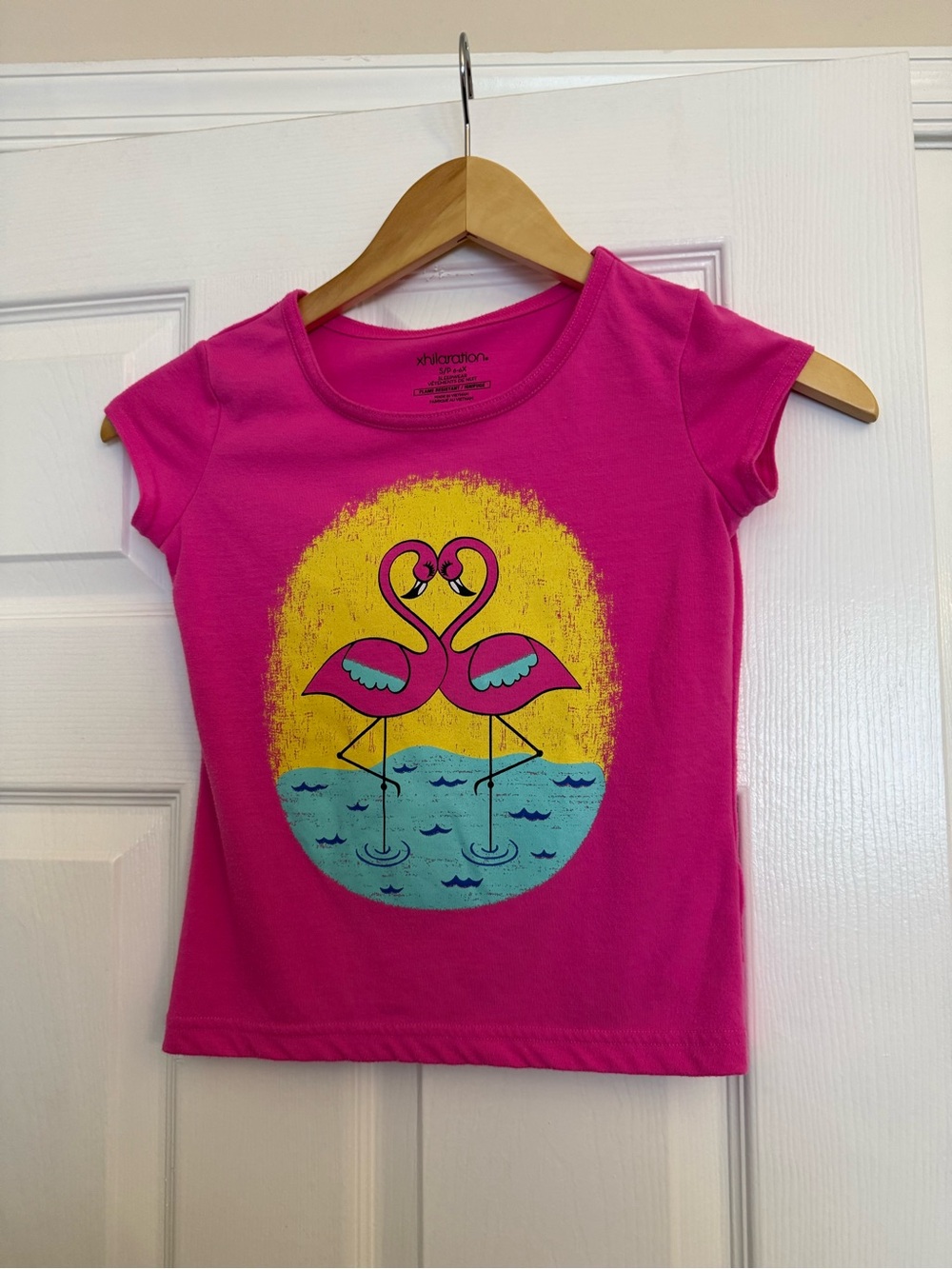 Xhilaration Hot Pink Flamingo Heart Tee